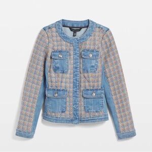 White House Black Market Denim Tweed Jacket- Size 10